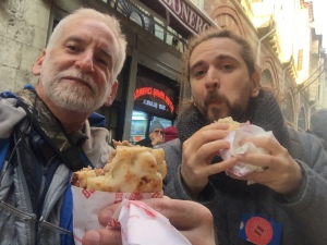 with Bob from Alaska -having doner kebab in pita bread near grand Bazaar